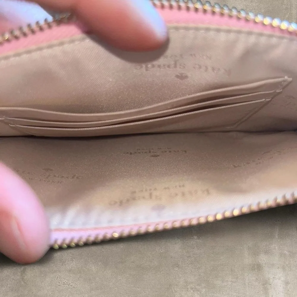 Kate Spade Pink Zip Wristlet Wallet Leather Slim Clutch Pouch